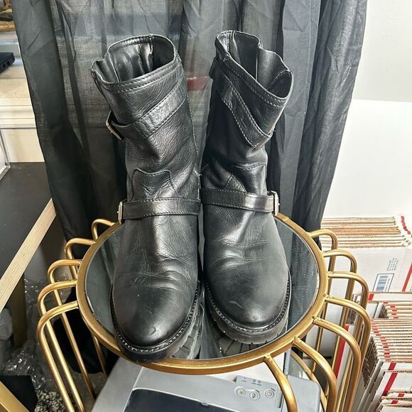 Zara Woman Quilted Leather Moto Boots - Picture 3 of 5